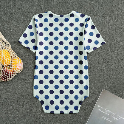 White And Blue Polka Dot Pattern Print Men's Bodysuit