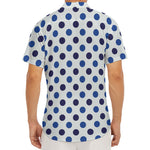 White And Blue Polka Dot Pattern Print Men's Deep V-Neck Shirt