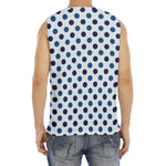 White And Blue Polka Dot Pattern Print Men's Fitness Tank Top