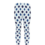 White And Blue Polka Dot Pattern Print Men's leggings