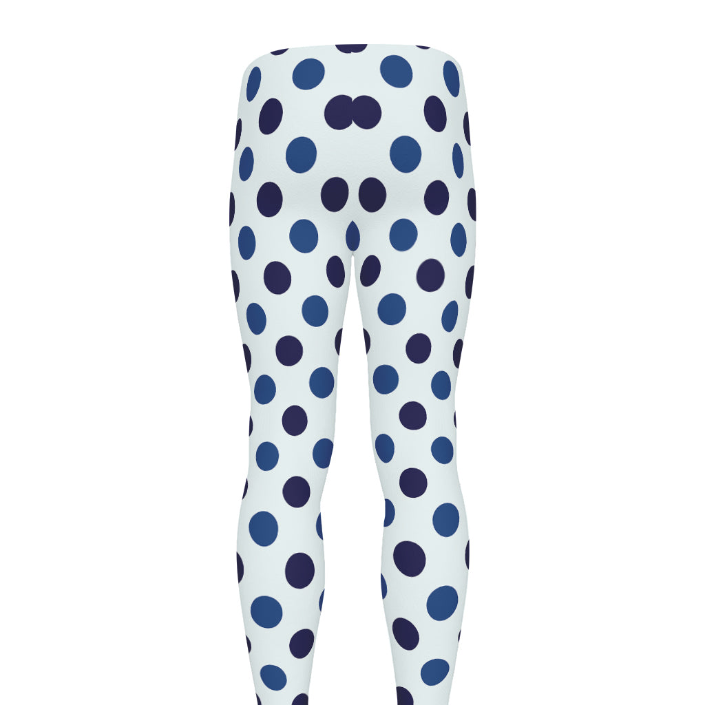 White And Blue Polka Dot Pattern Print Men's leggings