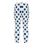 White And Blue Polka Dot Pattern Print Men's leggings