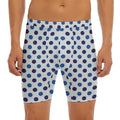 White And Blue Polka Dot Pattern Print Men's Long Boxer Briefs