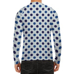 White And Blue Polka Dot Pattern Print Men's Long Sleeve Rash Guard