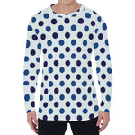 White And Blue Polka Dot Pattern Print Men's Long Sleeve T-Shirt