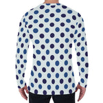 White And Blue Polka Dot Pattern Print Men's Long Sleeve T-Shirt