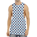 White And Blue Polka Dot Pattern Print Men's Muscle Tank Top