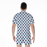 White And Blue Polka Dot Pattern Print Men's Rompers