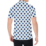 White And Blue Polka Dot Pattern Print Men's Shirt