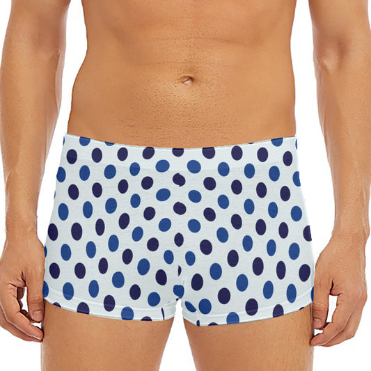 White And Blue Polka Dot Pattern Print Men's Short Boxer Briefs