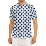 White And Blue Polka Dot Pattern Print Men's Short Sleeve Rash Guard