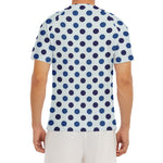 White And Blue Polka Dot Pattern Print Men's Short Sleeve Rash Guard