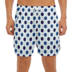 White And Blue Polka Dot Pattern Print Men's Split Running Shorts