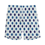 White And Blue Polka Dot Pattern Print Men's Sports Shorts