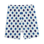 White And Blue Polka Dot Pattern Print Men's Sports Shorts
