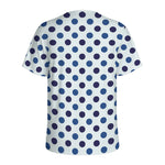 White And Blue Polka Dot Pattern Print Men's Sports T-Shirt