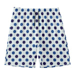 White And Blue Polka Dot Pattern Print Men's Swim Trunks