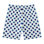 White And Blue Polka Dot Pattern Print Men's Swim Trunks