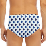 White And Blue Polka Dot Pattern Print Men's Triangle Swim Briefs