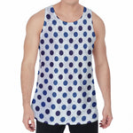 White And Blue Polka Dot Pattern Print Men's Velvet Tank Top