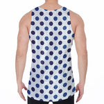 White And Blue Polka Dot Pattern Print Men's Velvet Tank Top