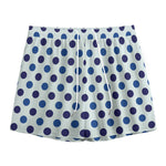 White And Blue Polka Dot Pattern Print Mesh Shorts