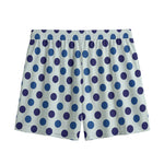 White And Blue Polka Dot Pattern Print Mesh Shorts