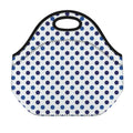 White And Blue Polka Dot Pattern Print Neoprene Lunch Bag