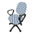 White And Blue Polka Dot Pattern Print Office Chair Cover