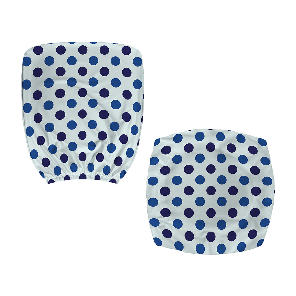 White And Blue Polka Dot Pattern Print Office Chair Cover