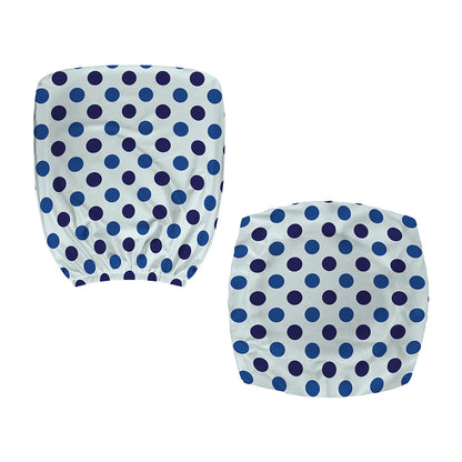 White And Blue Polka Dot Pattern Print Office Chair Cover