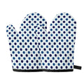 White And Blue Polka Dot Pattern Print Oven Mitts
