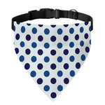 White And Blue Polka Dot Pattern Print Over The Collar Dog Bandana