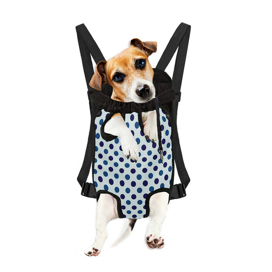 White And Blue Polka Dot Pattern Print Pet Carrier Backpack