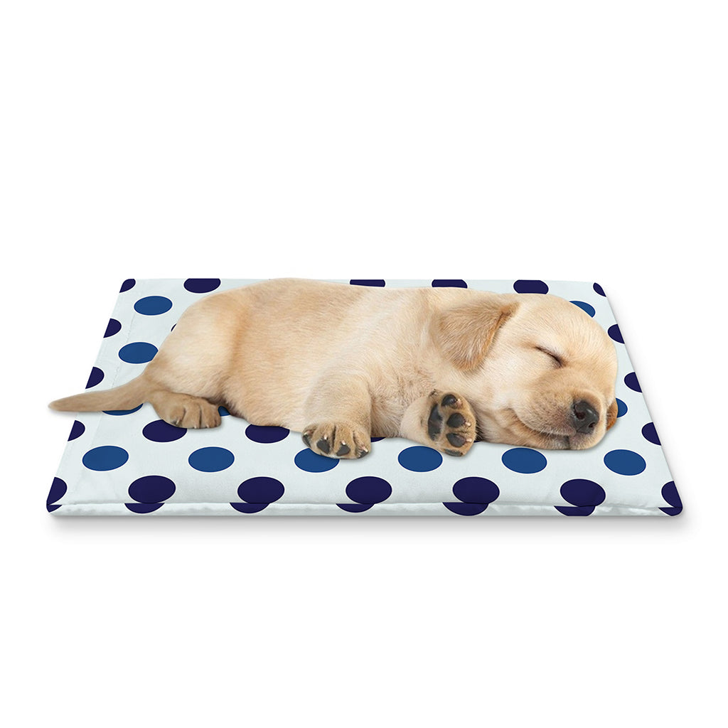 White And Blue Polka Dot Pattern Print Pet Cooling Mat Cover