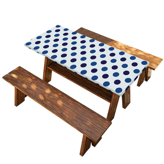 White And Blue Polka Dot Pattern Print Picnic Table Cover