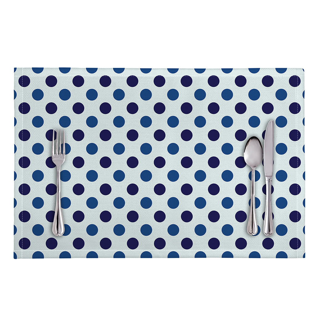 White And Blue Polka Dot Pattern Print Placemat
