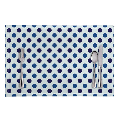 White And Blue Polka Dot Pattern Print Placemat