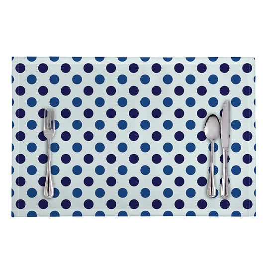 White And Blue Polka Dot Pattern Print Placemat