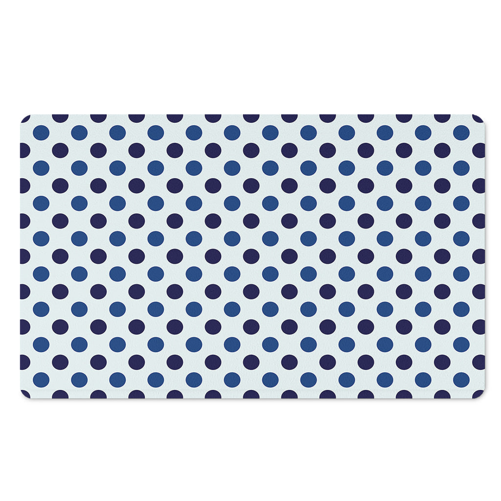 White And Blue Polka Dot Pattern Print Polyester Doormat