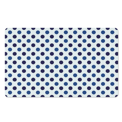 White And Blue Polka Dot Pattern Print Polyester Doormat