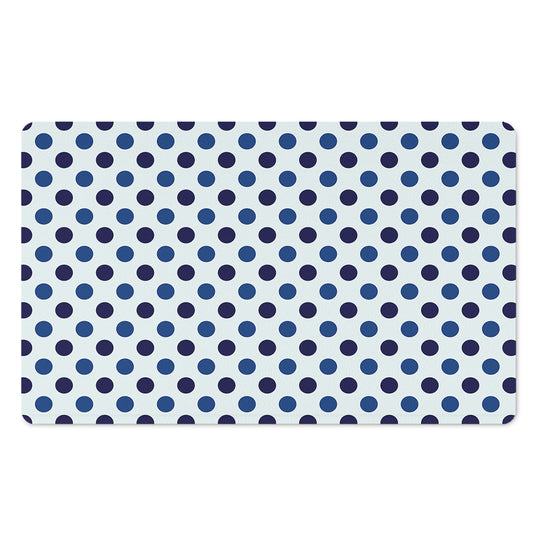 White And Blue Polka Dot Pattern Print Polyester Doormat