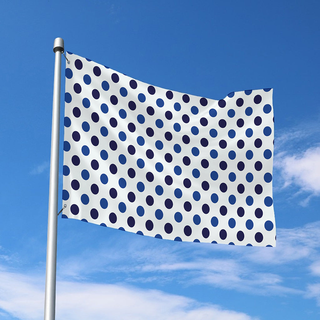 White And Blue Polka Dot Pattern Print Polyester Flag