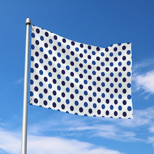 White And Blue Polka Dot Pattern Print Polyester Flag