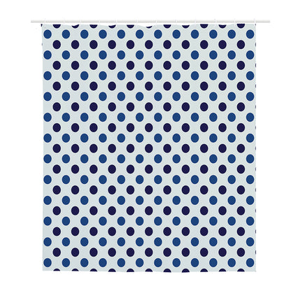 White And Blue Polka Dot Pattern Print Polyester Shower Curtain