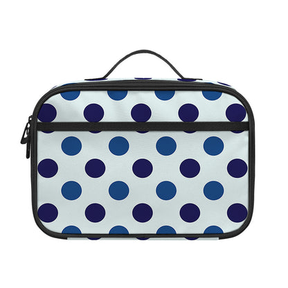 White And Blue Polka Dot Pattern Print Portable Lunch Bag