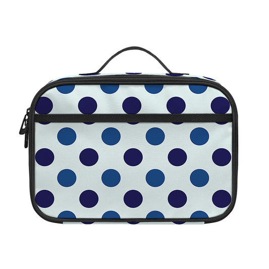 White And Blue Polka Dot Pattern Print Portable Lunch Bag