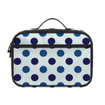White And Blue Polka Dot Pattern Print Portable Lunch Bag
