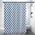 White And Blue Polka Dot Pattern Print Premium Shower Curtain