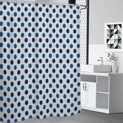 White And Blue Polka Dot Pattern Print Premium Shower Curtain